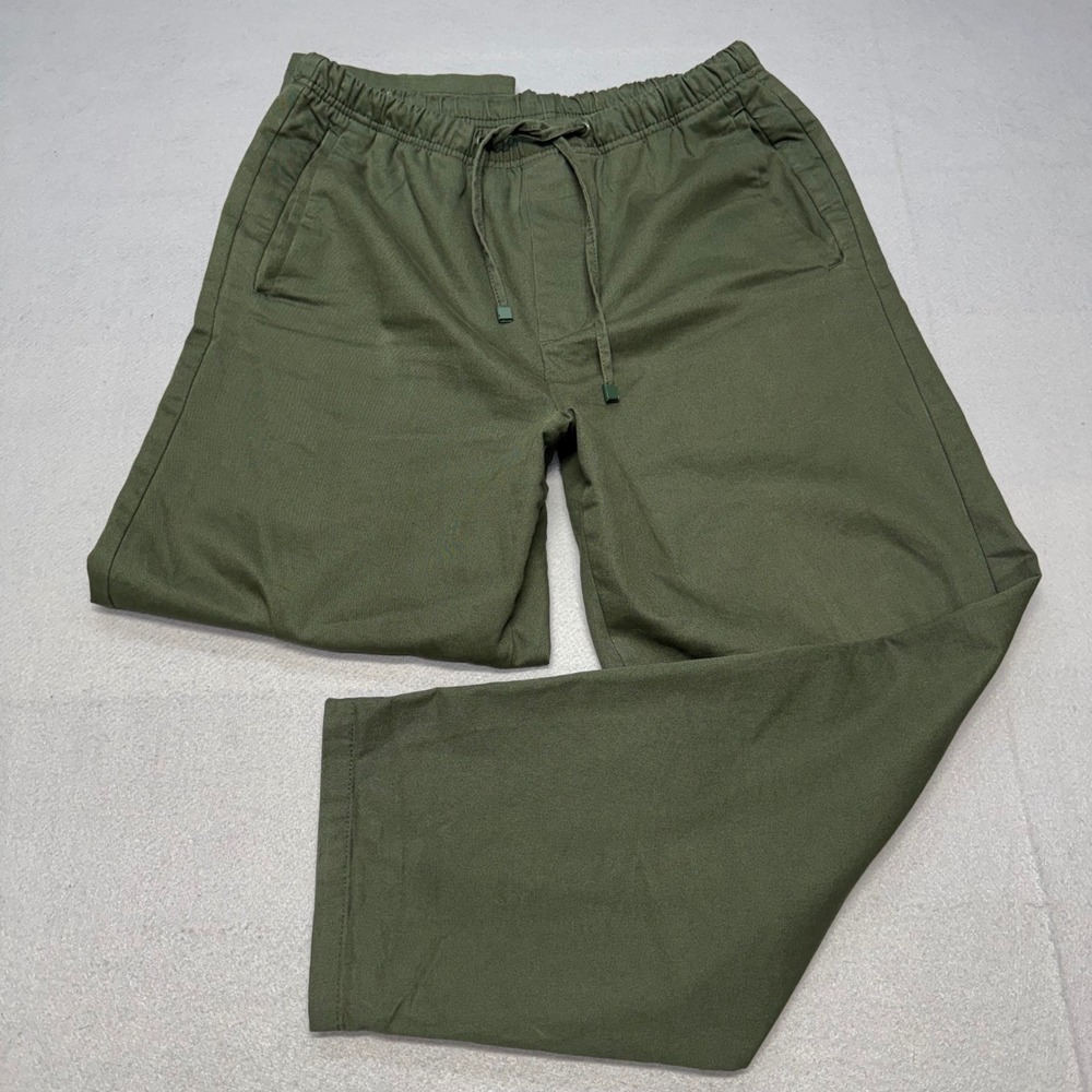 Zara Carrot Baggy Fit Trouser Pants Mens Medium Olive Green Drawstring Elastic